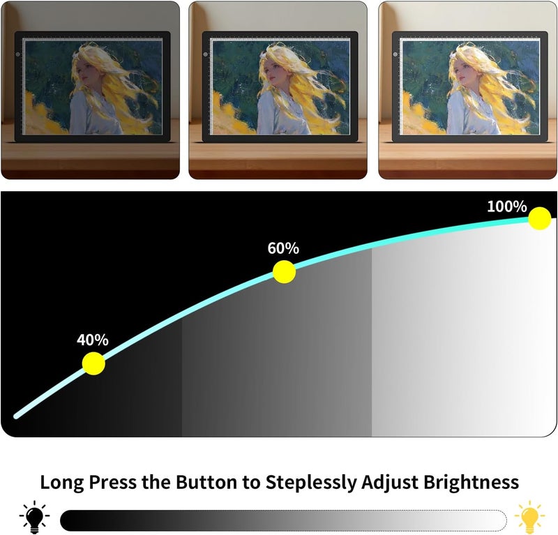 Elice A4 LED Tracing Light Box with 4 Clips, Ultra-Thin Diamond Art Light Board, Bright Light Pad, Lightbox for Tracing and Drawing, Artcraft Light Table for Weeding Vinyl, Diamond Painting, Sketching - Image 3